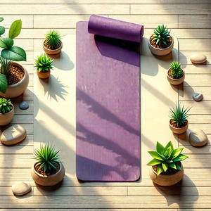 Lifestyle Isometric Design: Wellness Scene With Yoga Mat And Plants With Purple Yoga