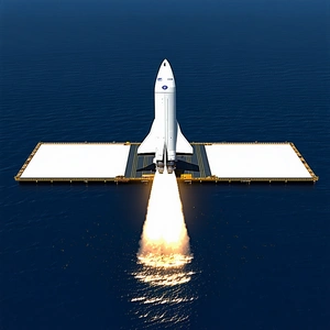 A Space Shuttle Is Seen Flying Through The Air, With A Trail Of Smoke Behind It