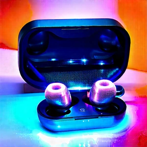Wireless Earbuds With Holographic Display With Pair Blue