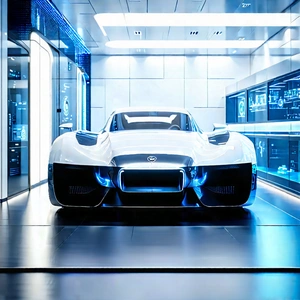 Automotive Technology In Modern Laboratory With White Sports