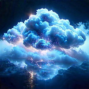 Cloud Computing Visualization With Large, Blue