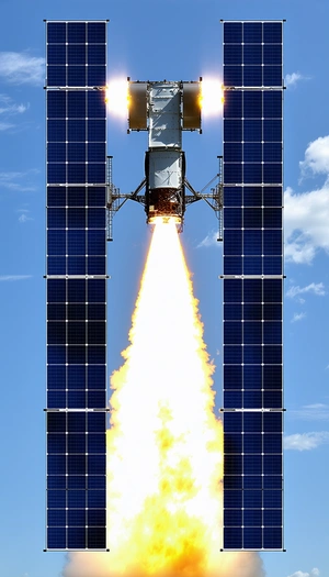 A Rocket Launching Into The Sky, With A Trail Of Smoke Following It