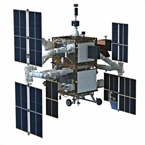 A Large Spacecraft Is Shown In A White Background