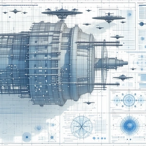 The Image Is A Blueprint Of A Large Spacecraft, Showcasing Its Various Components
