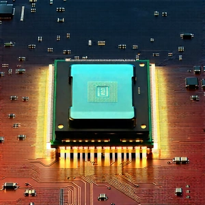 Close-up Of Microprocessor With Close-up Computer
