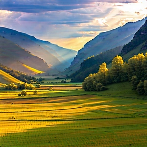 Nature Hdr Photography: Valley During Golden Hour With Beautiful Landscape