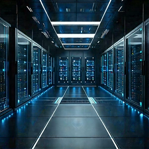 Futuristic Server Room With Image