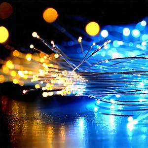 Close-up Of Fiber Optic Cables With Close-up Blue