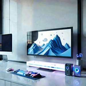 Entertainment Technology In Tech Office With Computer Desk