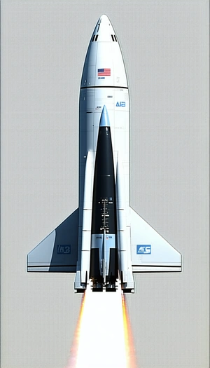 A White Rocket Ship Is Shown In A White Background