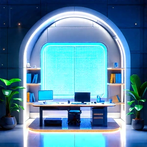 Futuristic Tech Startup Office With Image, There