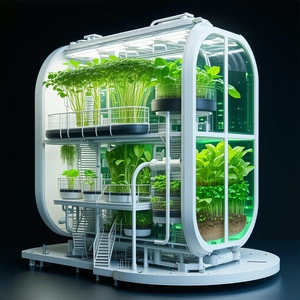 A Large, Round, White Structure With A Green Roof, Which Houses A Variety Of Plants