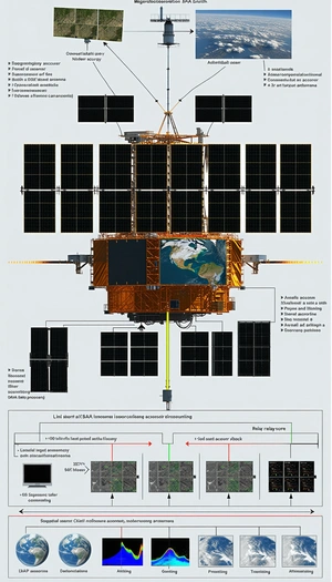 The Image Is A Diagram Of A Spacecraft, Showing Its Various Components And Their Functions