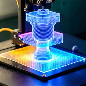 3d Printer With Holographic Projection With Blue Yellow