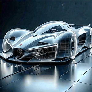 Tech Etching: Automotive Technology In Design Studio With Futuristic Displayed