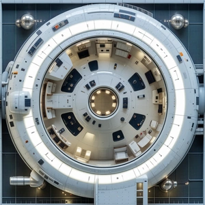 The Image Is A Computer-generated, Three-dimensional Model Of A Space Station