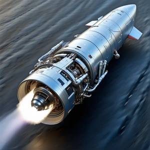 A Rocket Is Shown In A Close-up Shot, With Its Engine And Exhaust Visible