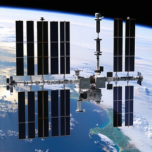 A Space Shuttle With A Large Satellite On Top Of It
