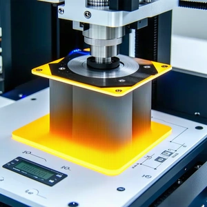 A Machine Is Cutting A Piece Of Plastic With A Laser