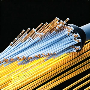 Tech Landscape Photography: Close-up Of Fiber Optic Cables With Close-up Wire