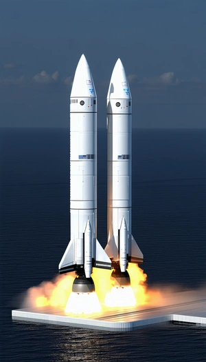 A Large White Rocket Is Seen In The Image, With Its Two Engines On The Bottom