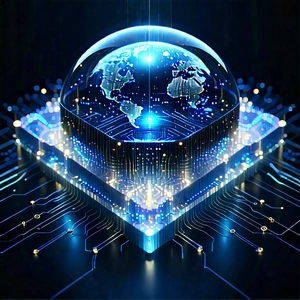Quantum Computer With Data Streams With Blue White