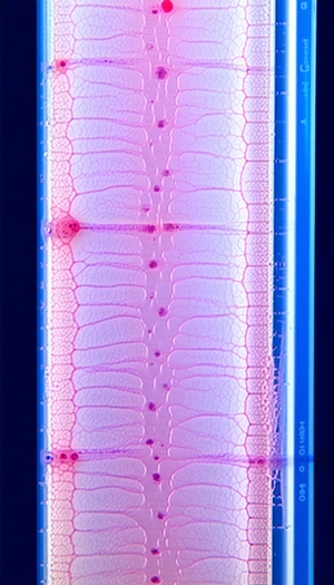 A Pink And Purple Plant Is Displayed In A Blue Case