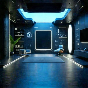 (futuristic:1.37) Tech Startup Office With Image, There