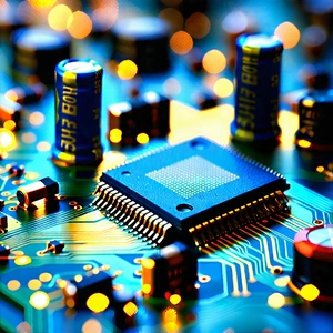 Tech Acrylic Painting: Close-up of electronic circuit