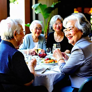 Lifestyle Abstract Design: Senior adult enjoying social gathering