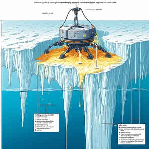 A Large Robotic Machine, Possibly A Submarine, Sitting On Top Of A Large Iceberg
