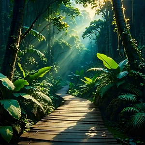 Nature Etching: Path Through Tropical Jungle With Image, There