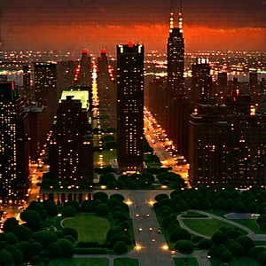 Urban Flat Design: Aerial View Of Central Park With Black White