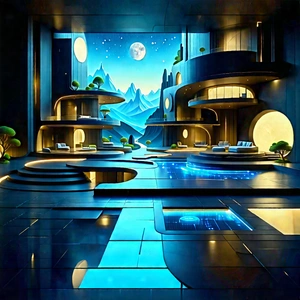 Futuristic Smart Home With Futuristic Scene,