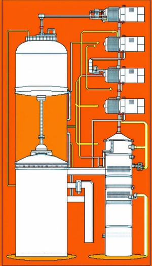 The Image Is A Detailed Drawing Of A Large Machine, Possibly A Water Tower Or A Power Plant