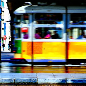 Urban Hdr Photography: City tram in main avenue
