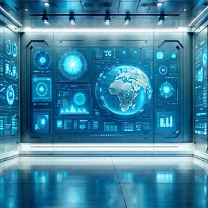 Futuristic tech startup office