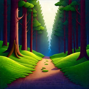 Nature Technical Illustration: Path Through Pine Forest With Image, There