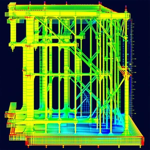 The Image Is A 3d Model Of A Large Structure, Possibly A Bridge Or A Building