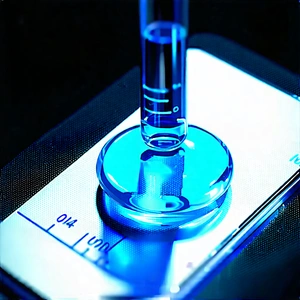 Tech 3d Render: Entertainment Technology In Modern Laboratory With Blue Vial