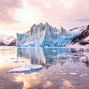 Nature Hdr Photography: Glacier In Winter Snow With Large Glacier