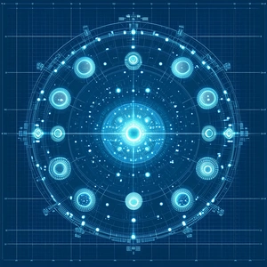A Blue And White Circle Is Displayed In The Image