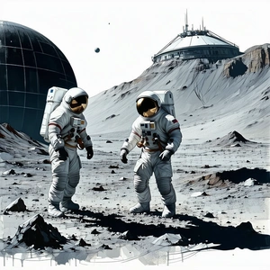 In The Image, There Are Two Astronauts Standing On The Surface Of A Planet