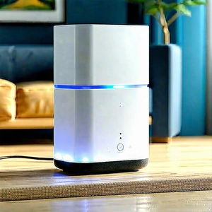 Tech Editorial Photography: Smart Home Device With User Interface With White Speaker