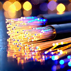 Close-up Of Fiber Optic Cables With Close-up Bunch