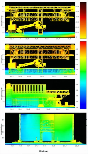 The Image Is A Series Of Three Pictures, Each Showing A Different Perspective Of A Large Crane