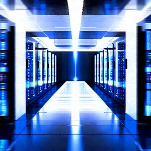Futuristic Server Room With Blue-toned Photo