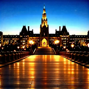 Urban Gouache Painting: Famous Building With (city:1.45) Lights With Beautifully Castle