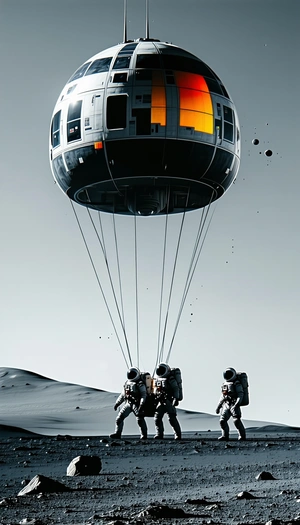 In The Image, There Are Three Astronauts Standing On A Barren