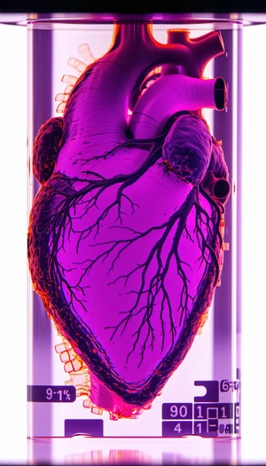 A Purple Heart With A Tube Running Through It